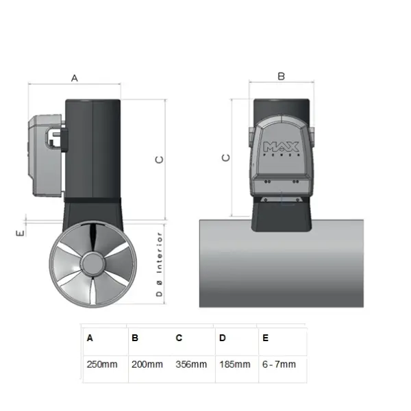 Max Power CT100 Electric Bow Thruster - 12 volts - Image 2