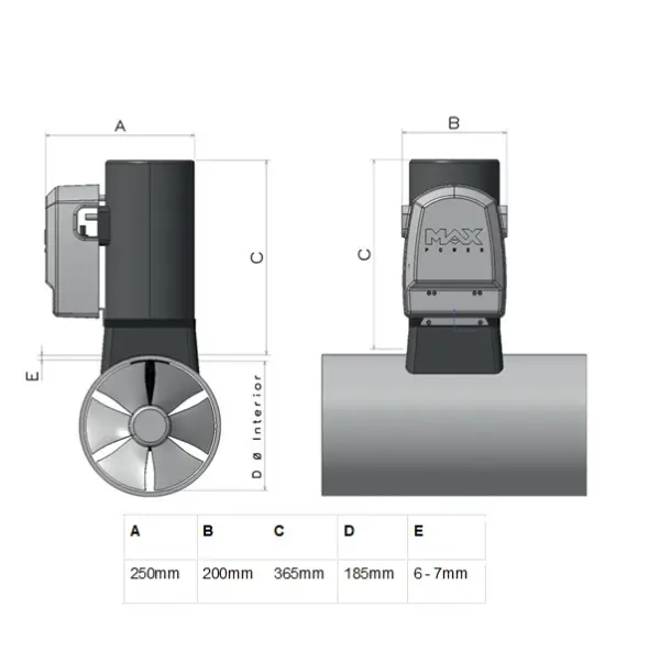 Max Power CT125 Electric Bow Thruster - 24 volts - Image 2