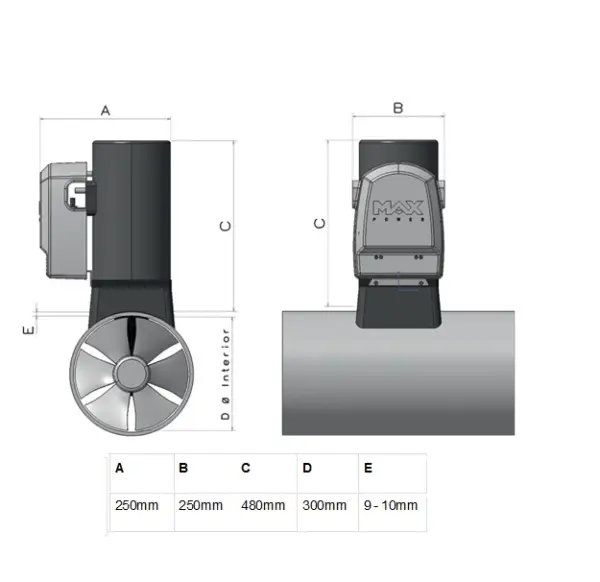 Max Power CT300 Electric Bow Thruster - 24 volts - Image 2