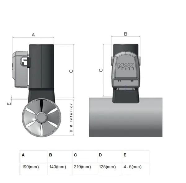 Max Power CT35 Electric Tunnel Thruster - 12 Volts - Image 2