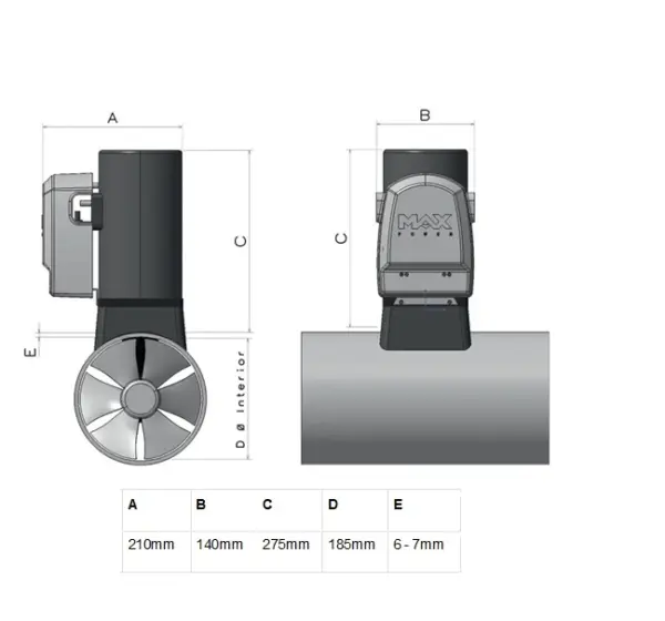 Max Power CT80 Electric Bow Thruster - 24 volts - Image 2