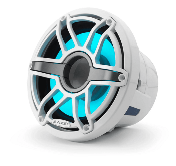 JL Audio M6-8IB 8-inch Marine Subwoofer Driver with Transflective™ LED Lighting, Gloss White Sport Grille, 4 Ω