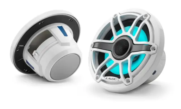 JL Audio - M6 8.8 inch Speakers - Gloss White Sports Grill with LED Lighting